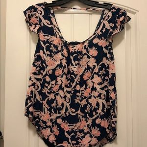 Navy and Orange Blouse